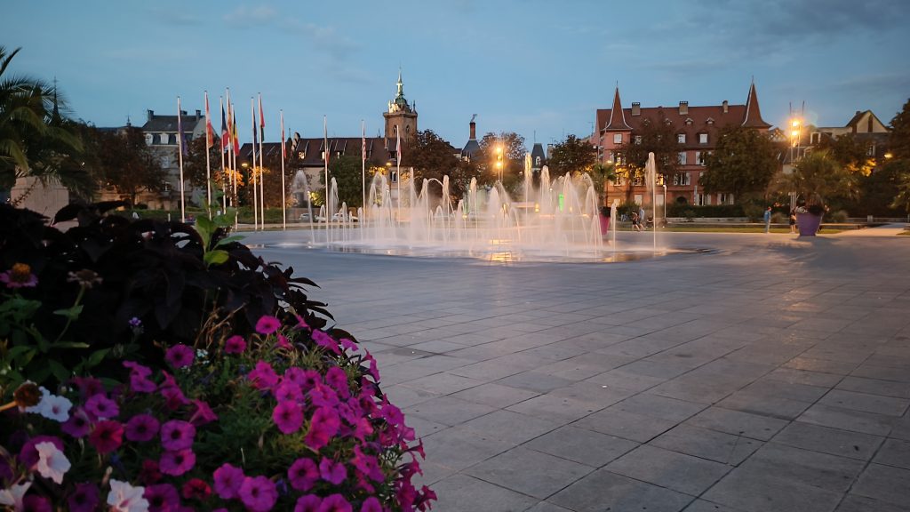 Place Rapp in Colmar am Abend, wenige Minuten vom Parkplatz Rue Camille Schlumberger